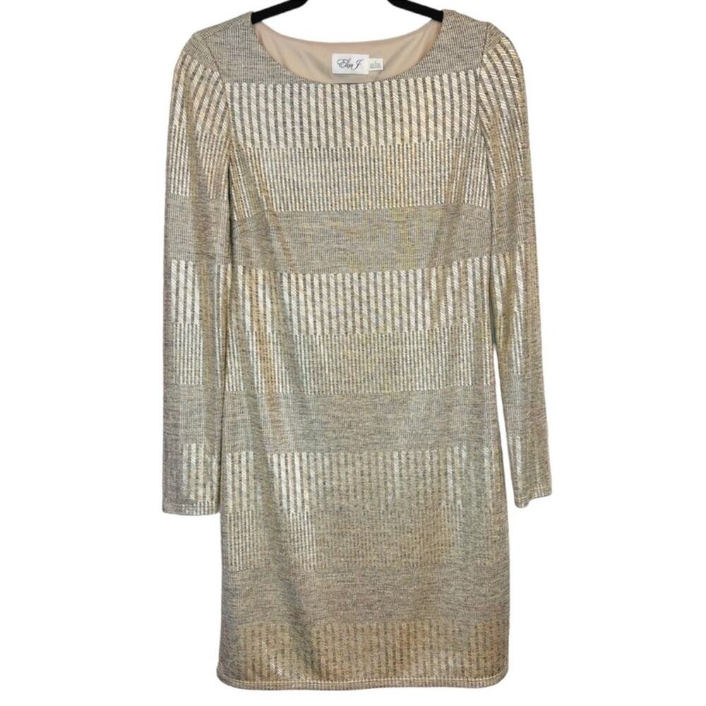 ELIZA J Metallic Gold striped Jersey Knit Cocktail Party Dress NWT Size 6